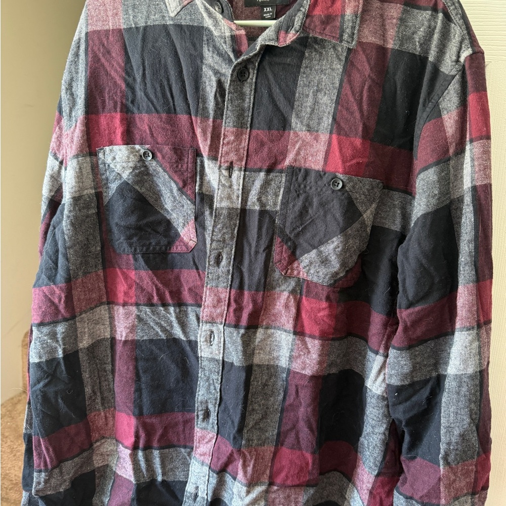 Urban Pipeline Burgundy and Black Flannel Shirt